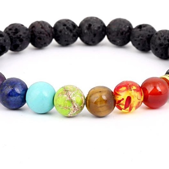 Chakra and lava rock stretch bracelet - Picture 1 of 1